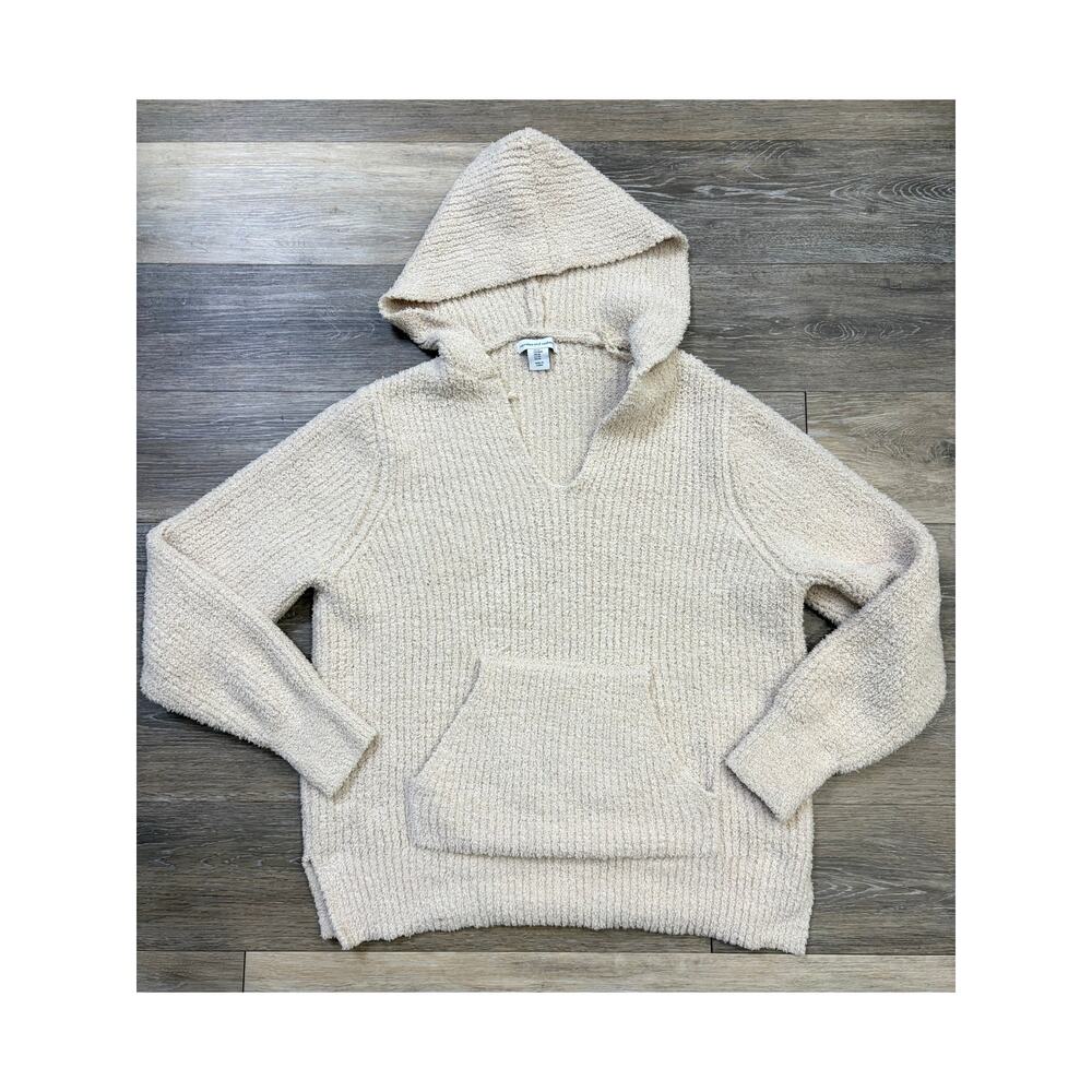Cupcakes And Cashmere Hoodie Sweater Medium Beige Chenille Soft Cozy